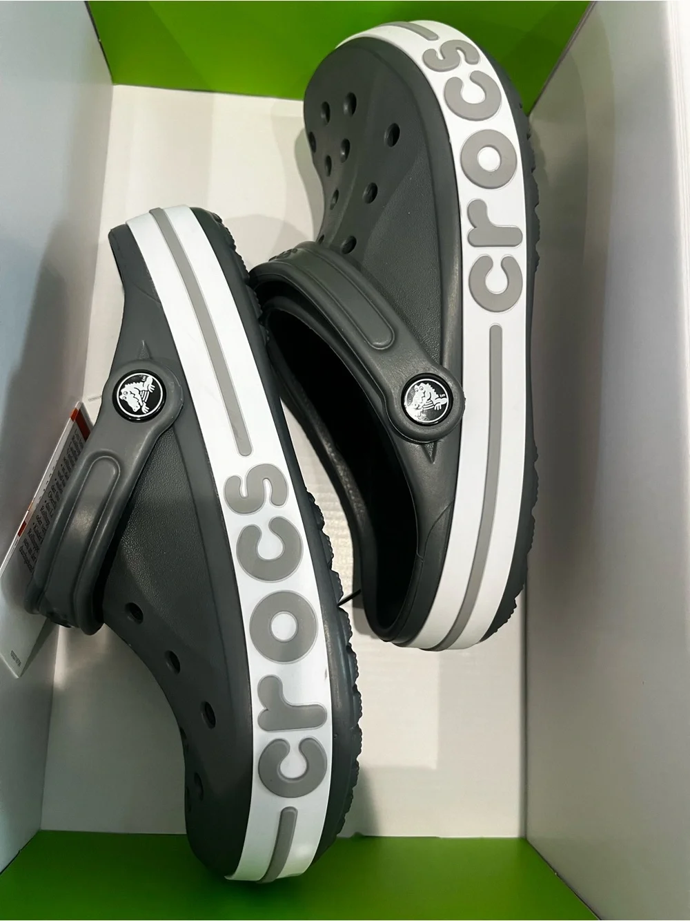 CROCS Kids' Grey and White Crocband Clog